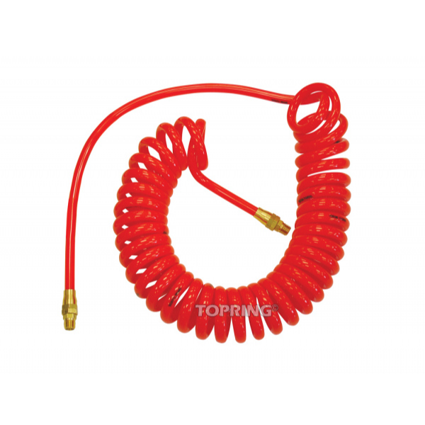 17.620 Red Polyurethane 1/4" x25" Self Storing Hose 1/4" Swivel Ends