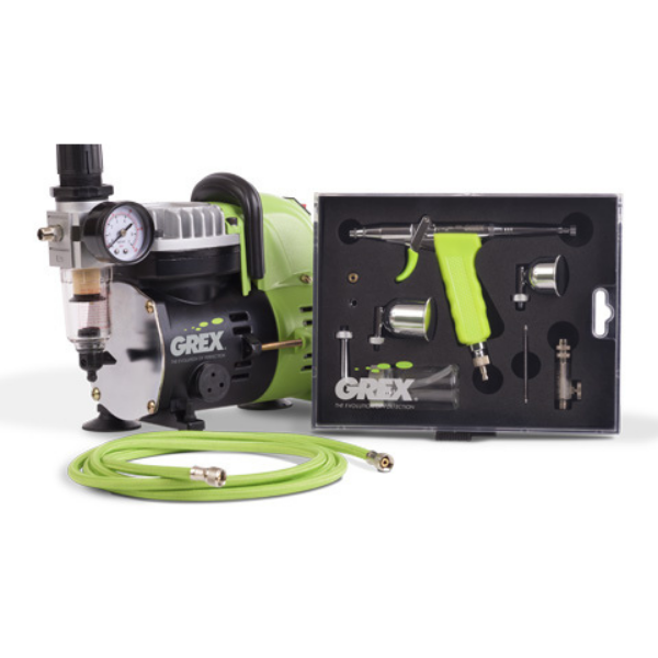 Grex GCK03 starter airbrush kit,w compressor, hose, accessories