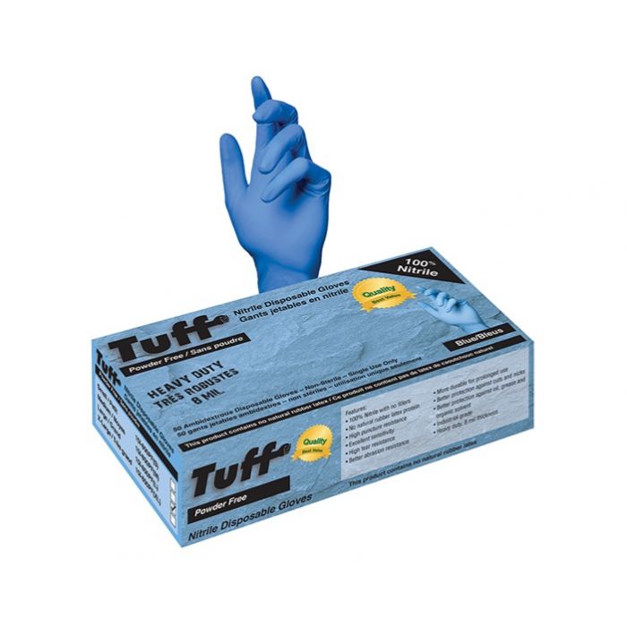 151-800PF 8mm blue powder free nitrile disposable gloves 50/box