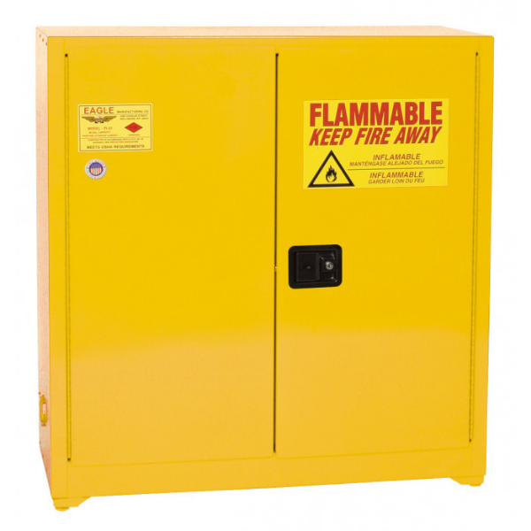 Flammable Storage Cabinet 45gal 43" x 18" x 65" manual doors
